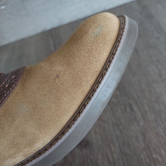 Bass Men\'s Pasadena Saddle Taupe Suede Oxfords Size 11.5